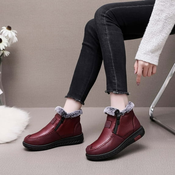 OKBOP Flats Shoes-Fashion Winter Girls Boots Size 4 Warm Chelsea Christmas Walking Shoes Women Womens Boots Clearance