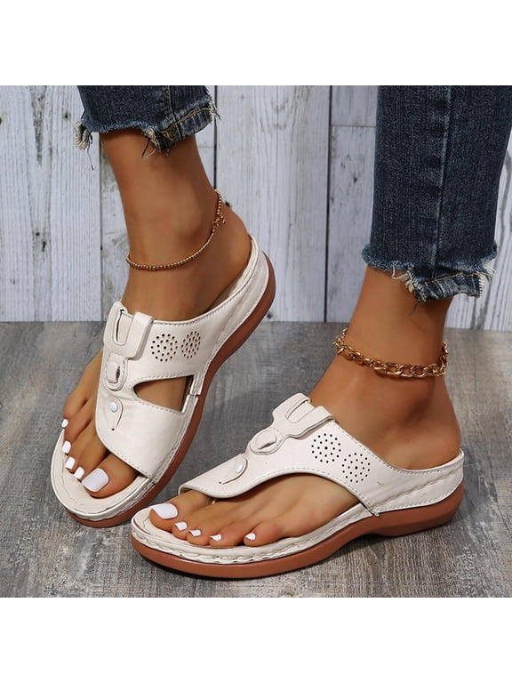 Flip-Flops Orthopedic Sandals for Women Open Toe Wedge Sandals Casual Ankle Strap Arch Support 2026 Shoes