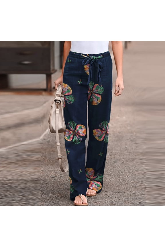 Fluffy Pajama Pants,Casual Solid Comfortable Cotton Hemp Wide Leg Elastic Waist Long Pants for Women