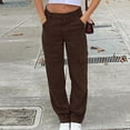 thumbnail image 1 of OKBOP Full Length Cargo Pants for Women Sports Baggy Fall High Waist Trousers with Pockets Harem Wide Leg Straight Hiking Trousers, 1 of 7