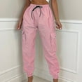 thumbnail image 1 of OKBOP Full Length Womens Cargo Joggers High Waist Cuffed Parachute Fall Trousers Scrub Relaxed Fit Elastic Waist Y2k Hiking Jogger, 1 of 5
