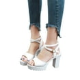 thumbnail image 1 of OKBOP Heeled Sandals for Women Open Toe Footbed Walking Sandals Fashion Rhinestone Casual Shoes Decorations, 1 of 7