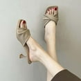 thumbnail image 1 of OKBOP Heeled Sandals for Women Open Toe Slide Walking Sandals Casual Travel Shoes Decorations, 1 of 6