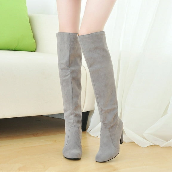 OKBOP High Heels Shoes-Warm White Tall Boots Winter Chelsea Retro Christmas Walking Shoes Women Womens Boots Clearance