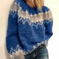 thumbnail image 1 of OKBOP High Low Tops for Women,Fashion Casual Patchwork O-Neck Long Sleeve Sweater Knitted Blouse Christmas Shirts for Women, 1 of 4