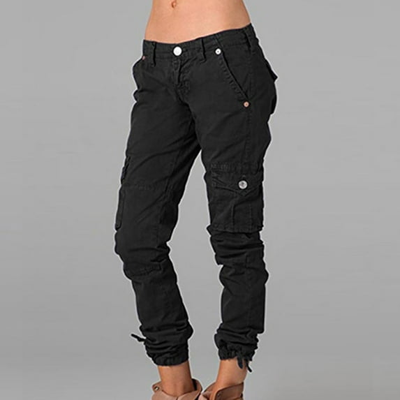 OKBOP High Waist Womens Cargo Joggers 2023 Cuffed Casual Slim Fit Trousers with Pockets Travel Combat Ladies Full Length Work Pants