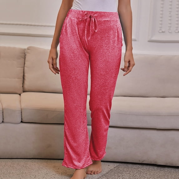 OKBOP High Waisted Pants for Women,Casual Pocket Cotton Linen Elastic Waist Wide Large size Leg Pants for Women