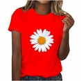 thumbnail image 1 of OKBOP Ladies Tops Clearance Under $5 Short Sleeve Red Crew Neck Floral T-Shirts Plus Size Ladies Shirts, 1 of 2