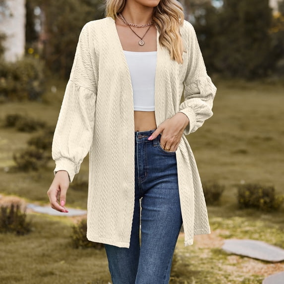 OKBOP Lightweight Cardigan Jacket Open Front Open Relaxed Fit Solid womens jackets lightweight Winter Jacket Clearance Beige