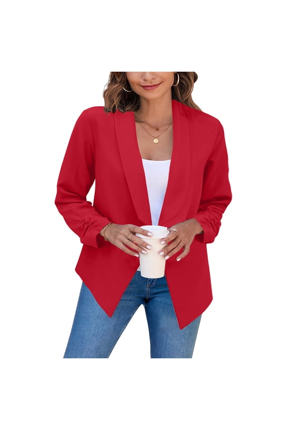 Lightweight Open Front Jacket Relaxed Fit Open Solid Cardigan fall jacket women Winter Jacket Clearance Red