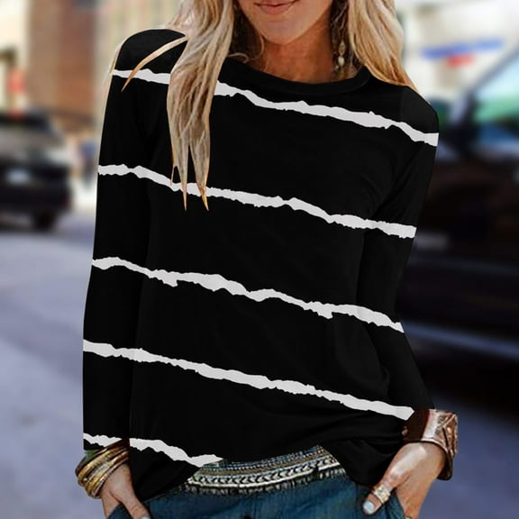 OKBOP Long Sleeve Nursing Tops,Fashion Print Long Sleeve Comfortable Breathable Round-Neck Fall Blouses for Women 2022 Toddler Sweatshirt