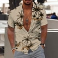 thumbnail image 1 of OKBOP Mens Button Up Shirts,Gym Crew Neck Summer Mechanic Button Up Beach Short Sleeve Pattern T-shirt with Pocket Fathers Day Gift Clearance Khaki XXXXL(16), 1 of 5