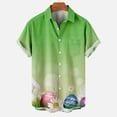 thumbnail image 1 of OKBOP Mens Button Up Shirts,Summer Button Up Oversized Beach Short Sleeve Striped Casual Crew Neck T-shirt with Pocket Fathers Day Gift Clearance Green L(8), 1 of 5