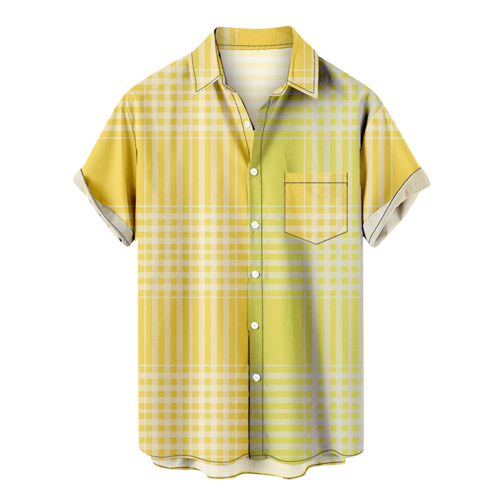 Yellow T Shirts For Men Pack Mens Spring Summer Casual Hawaiian Beach  Tropical ButtonUp Printed Short Sleeve Shirt