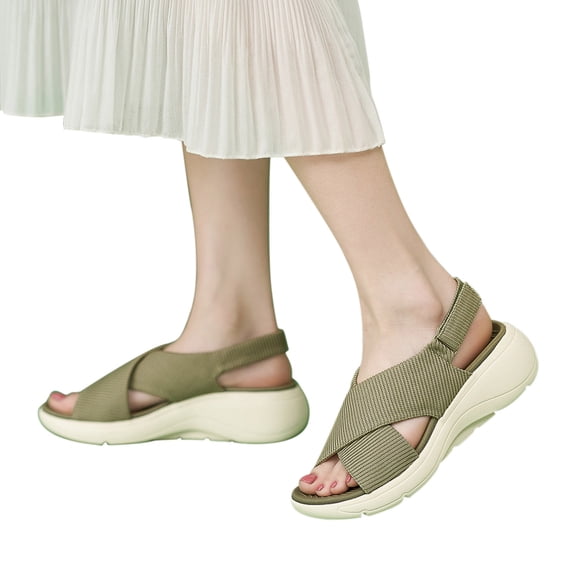 OKBOP Open Toe Orthopedic Sandals for Women Footbed Wedge Sandals Arch Support Casual Lightweight Non-Slip Shoes
