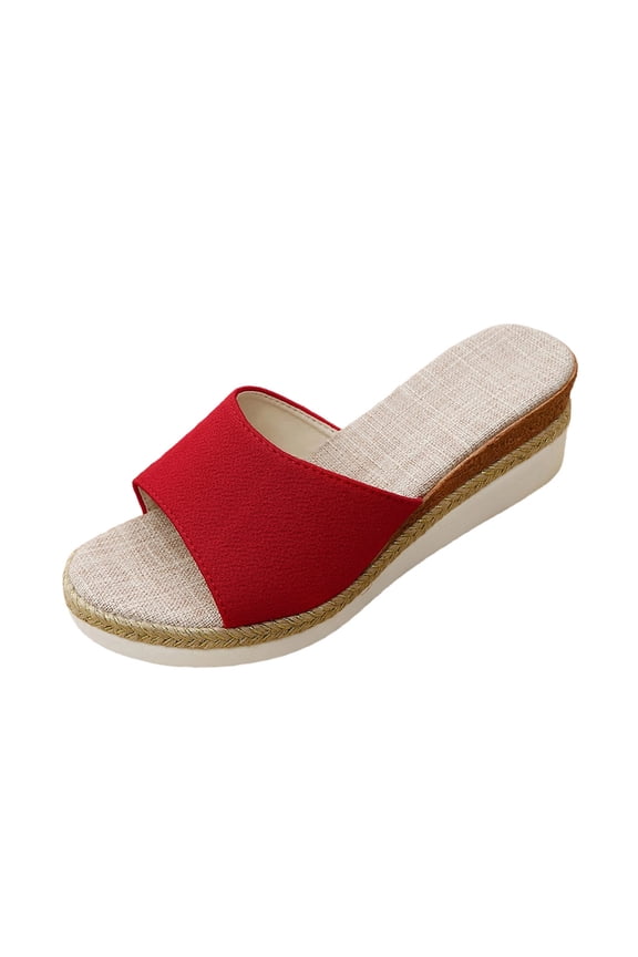 Open Toe Sandals Slide wedge Slide wedge sandals for Women Medium Arch Mid Heel wedge sandals Arch Support Platform Stability