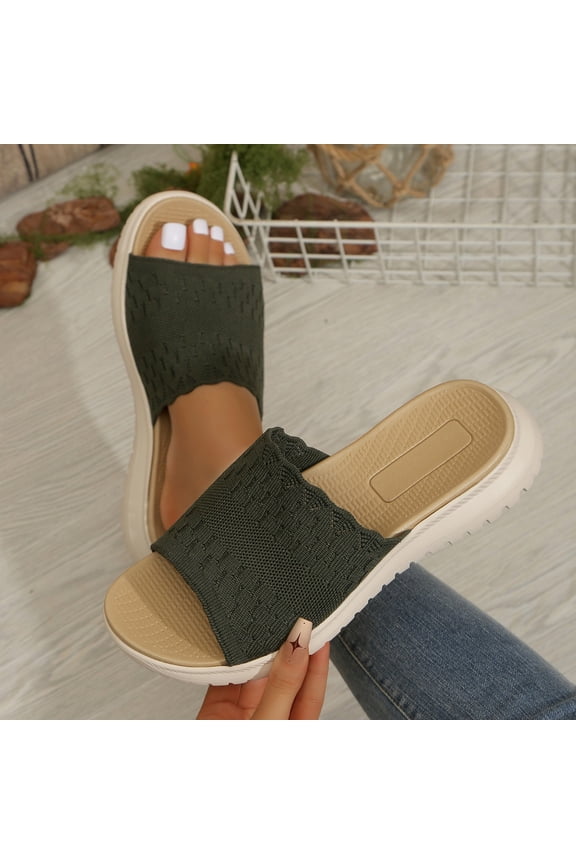 Open Toe Sandals Slip-On platform sandals for Women Espadrilles Medium Arch Flat Heel Platform Slip-Resistant platform sandals Arch Support