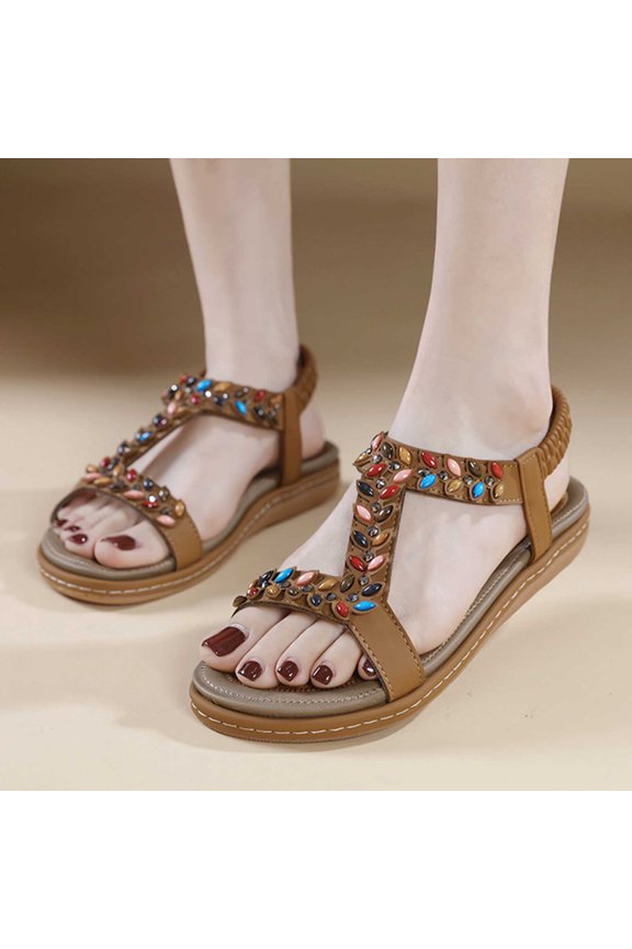 Open Toe Sandals Toe Loop wedge sandals for Women Flat platform wedge sandals Medium Arch Stability Wedge Arch Support Flat Heel