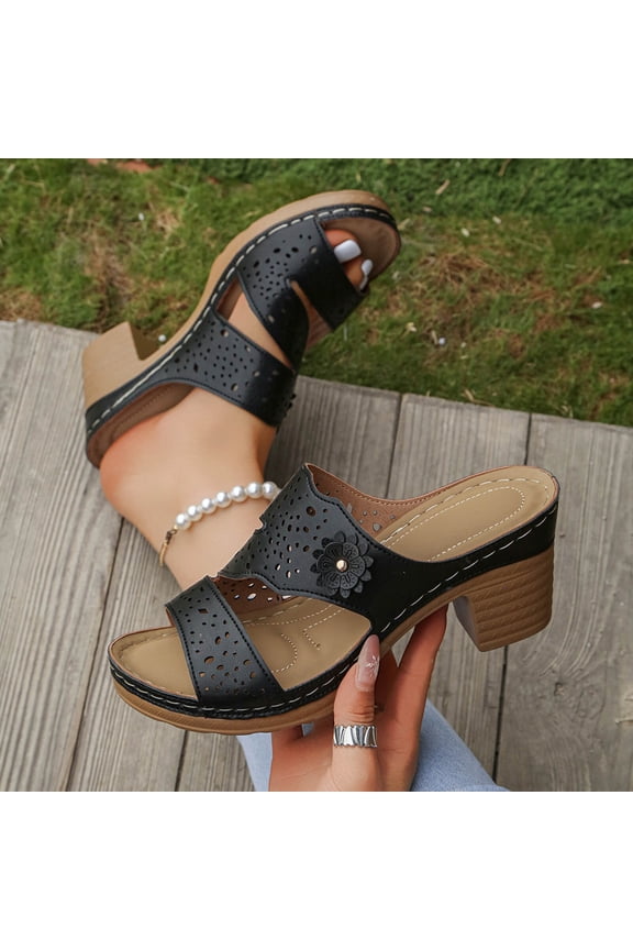 Open Toe heels for women Slide Slide heeled High Arch Mid Heel Arch Support Block heeled sandals