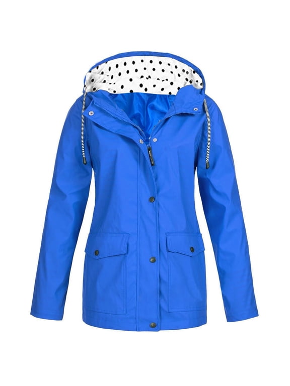 Overcoat Jacket Solid kids rain jacket Button Classic Fit Windproof Anorak Hooded Rain Jacket Winter Jacket Clearance Blue