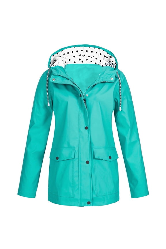Overcoat Jacket Windproof Hooded fall jackets for women trendy Rain Jacket Classic Fit Solid Button Anorak Winter Jacket Clearance Green