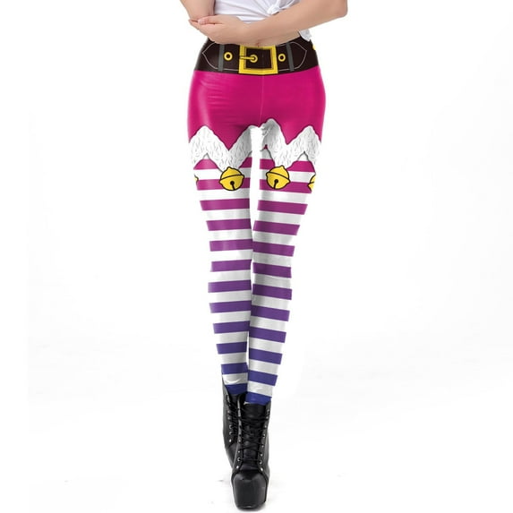 OKBOP Pants,Girls Christmas Leggings Skinny Jingle Bell Printed High Waist Stretchy Tights Trouser Yoga Pants for Women