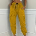 thumbnail image 1 of OKBOP Parachute Womens Cargo Joggers High Waist Cuffed Full Length Fall Trousers Hiking Y2k Relaxed Fit Scrub Elastic Waist Jogger, 1 of 7