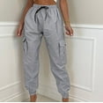 thumbnail image 1 of OKBOP Parachute Womens Cargo Joggers High Waist Fall Cuffed Full Length Trousers Y2k Hiking Relaxed Fit Elastic Waist Scrub Jogger, 1 of 6