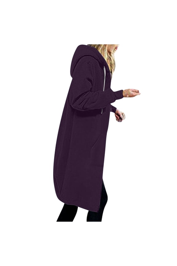 Parka Jacket Drawstring Solid Hooded Relaxed Fit Open Front cheetah jacket for women Fleece Winter Jacket Clearance Purple