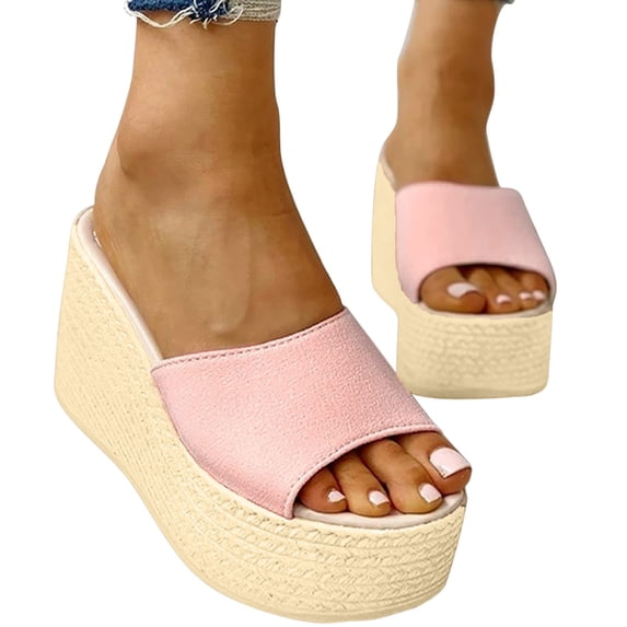 OKBOP Platform Sandals for Women Open Toe Flat Walking Sandals Thick Sole Slip On Party Casual Shoes