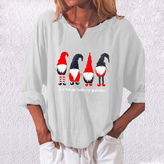 OKBOP Plus Size Crop Tops for Women,Fashion Christmas Loose Long Sleeve V-Neck Casual T-Shirt Work Blouses for Women Cropped Sweatshirts for Women