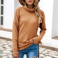 thumbnail image 1 of OKBOP Plus Size Long Sleeve Tops For Women,Fashion Solid Color High Collar Long Sleeves Socket Sweater Fall Blouses For Women 2022 Birthday Girl Shirt, 1 of 7