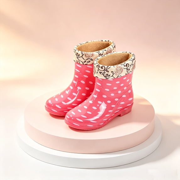 OKBOP Pull-On rain boots for women waterproof Winter Cozy Cute Styles Ankle-High Printing Flat Heel