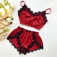 thumbnail image 1 of OKBOP Red Shorts for Women Plus Size Satin Slim-Leg Casual Lace Relaxed Fit Briefs Suit, 1 of 3