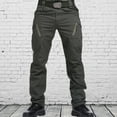 thumbnail image 1 of OKBOP Regular Fit Cargo Pants Men Fashion Multi Pocket Full Length Combat Dress Pant Bleted Zipper Big & Tall Straight Outdoor Work Pants Green, 1 of 7