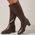 thumbnail image 1 of OKBOP Regular Womens Knee High Boots Fashion Dress Knee-High Block Knee-High Boots Brown 37, 1 of 5