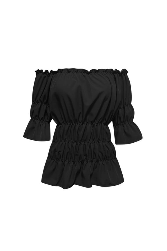 Rhinestone Tops for Women, Steampunk Pirate Shirt Off Shoulder Short Sleeve Smocked Womens Blouse Long Sleeve White Shirt Women