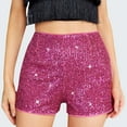 thumbnail image 1 of OKBOP Running Shorts for Women Pink Wide-Leg High Waist Casual Sequin Relaxed Fit Shorts, 1 of 7