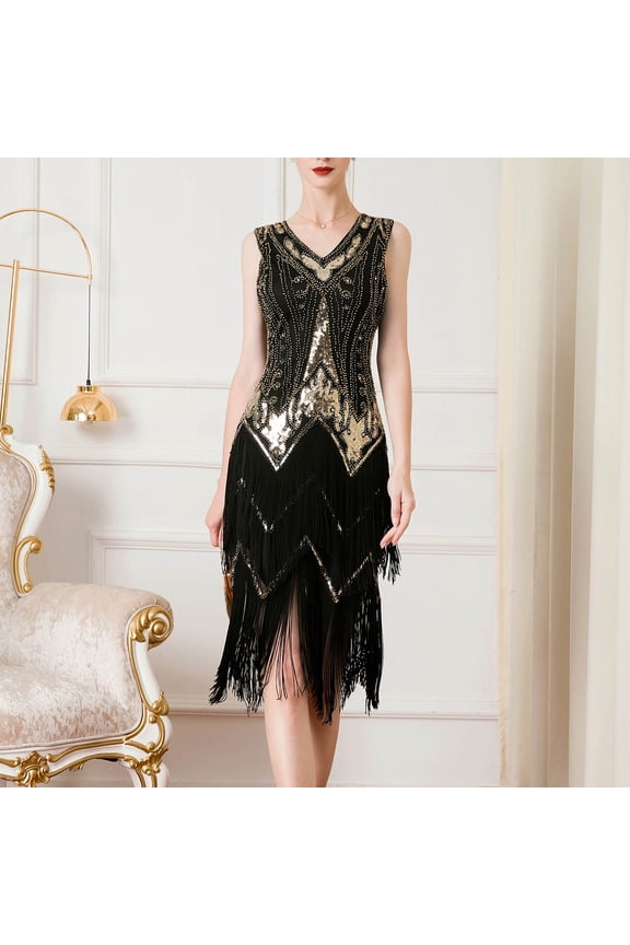 Sheath Dresses for Women Women's Fashion Suspender Crewneck Sequin Feather Sleeveless Solid Mini Dress Party Dress Shirt Dress Clearance Gold M(6)