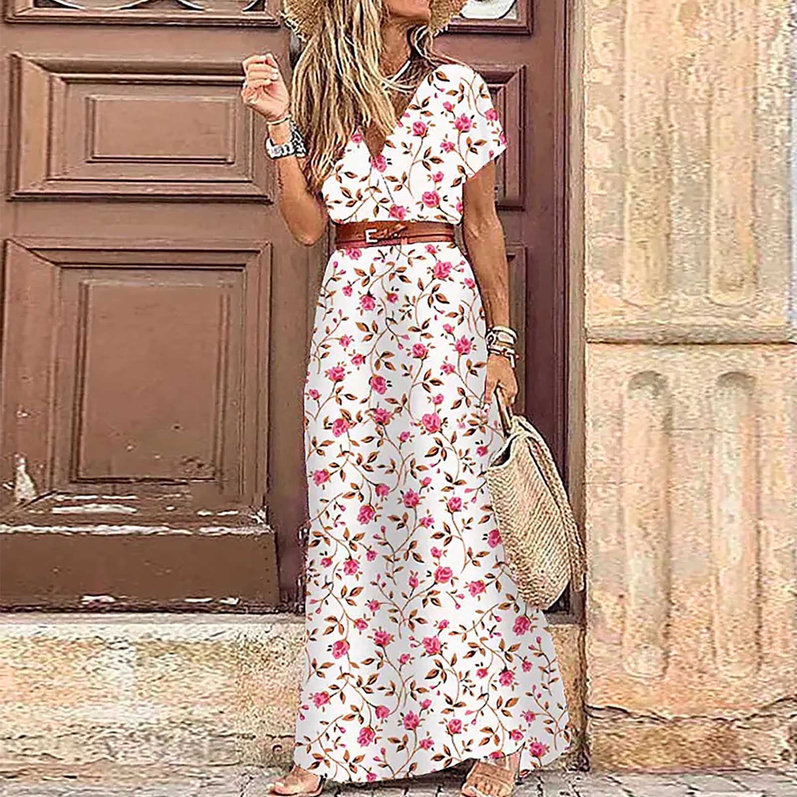slim fit dress slacks Chic White Boho Summer Dress – Flare Sleeve A-Line Mini Dress in White | Women's Boho Fashion | L main image 0