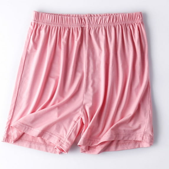 OKBOP Shorts for Women Pink Elastic Waist Loungewear Straight-Leg Relaxed Fit Capris
