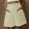 thumbnail image 1 of OKBOP Shorts for Women Plus Size Clearance Yellow Elastic Waist Casual Wide-Leg Relaxed Fit Jeans Capris, 1 of 8