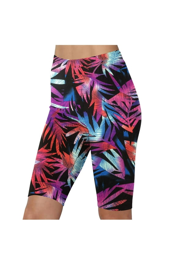 Shorts for Women Red Leopard Print Biker Shorts Activewear Active Fit Slim-Leg Workout Bottoms