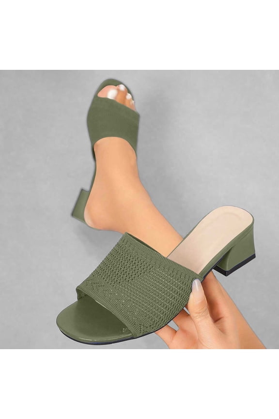 Slide heels for women Slide Flat Arch heeled Square Toe Low Heel heeled sandals Block Stability