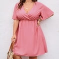 thumbnail image 1 of OKBOP Slip Dress Dresses for Women Women Plus Size Summer Casual Short Sleeve V Neck Printed Sleeve Dresses Loose Dress Dress Clearance Pink L(8), 1 of 7