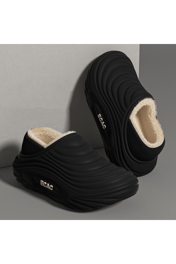 Slippers for Women Closed Toe Platform Sandals Travel Slide Casual Fleece Shoes