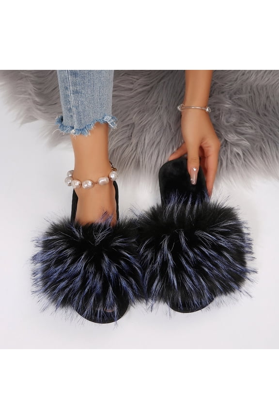 Slippers for Women Open Toe Flat Sandals for Women Slide Fleece Casual 2026 Shoes