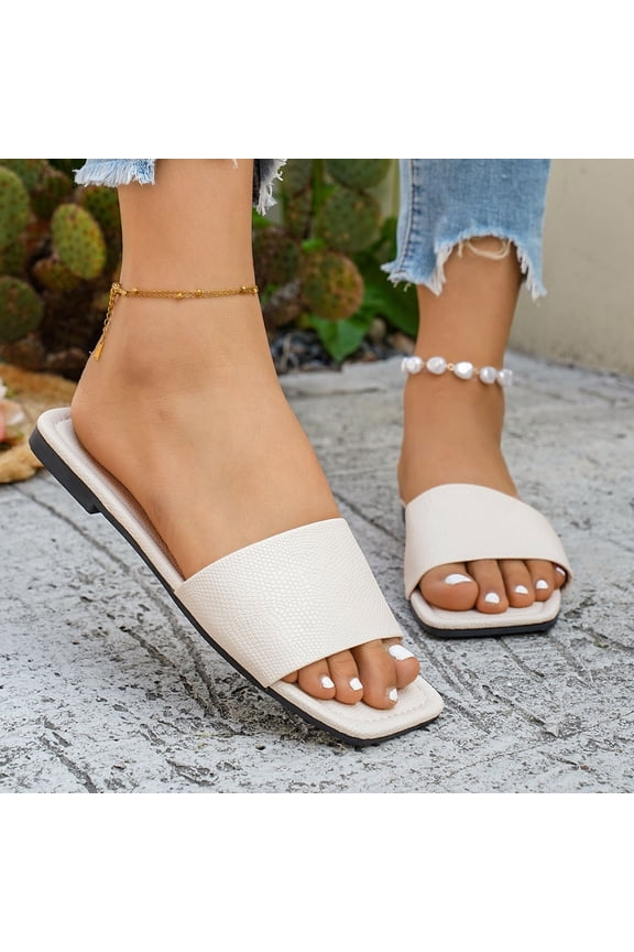 Square Toe flat sandals for women Slide Flat Arch Open Toe Slide Flat Heel Flatform Stability flat sandals for women