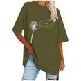 thumbnail image 1 of OKBOP Summer Tops for Women 2024 Short Sleeve Green Crew Neck Floral Tunic Womens Shirts, 1 of 3