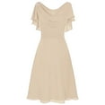 thumbnail image 1 of OKBOP Sundresses for Women Short Sleeve Women Formal Wedding Bridesmaid High-waist Party Ball Prom Gown Cocktail Dress Polo Dress Beige L L, 1 of 5